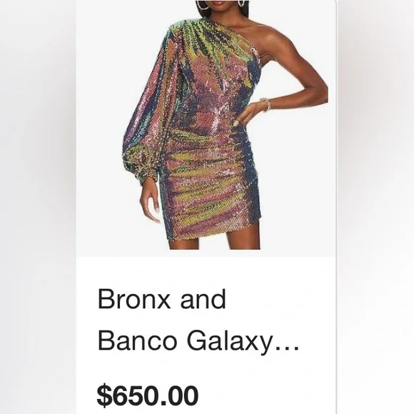 Bronx and Banco Galaxy Petrol One Shoulder Sequin Dress